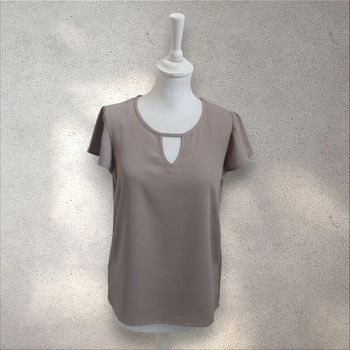 Blouse fluide manches courtes à volants beige taille S