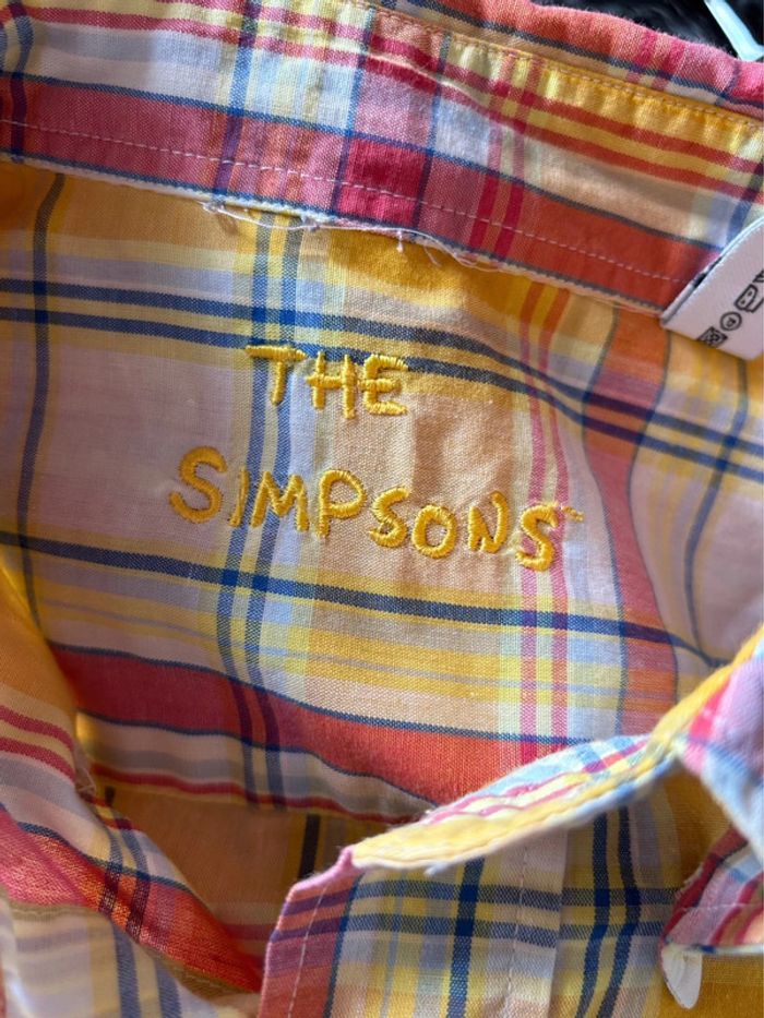 🟡 Chemise d’été vintage homme à carreaux jaune Bart Simpson yellow checkered shirt🟡 - photo numéro 12