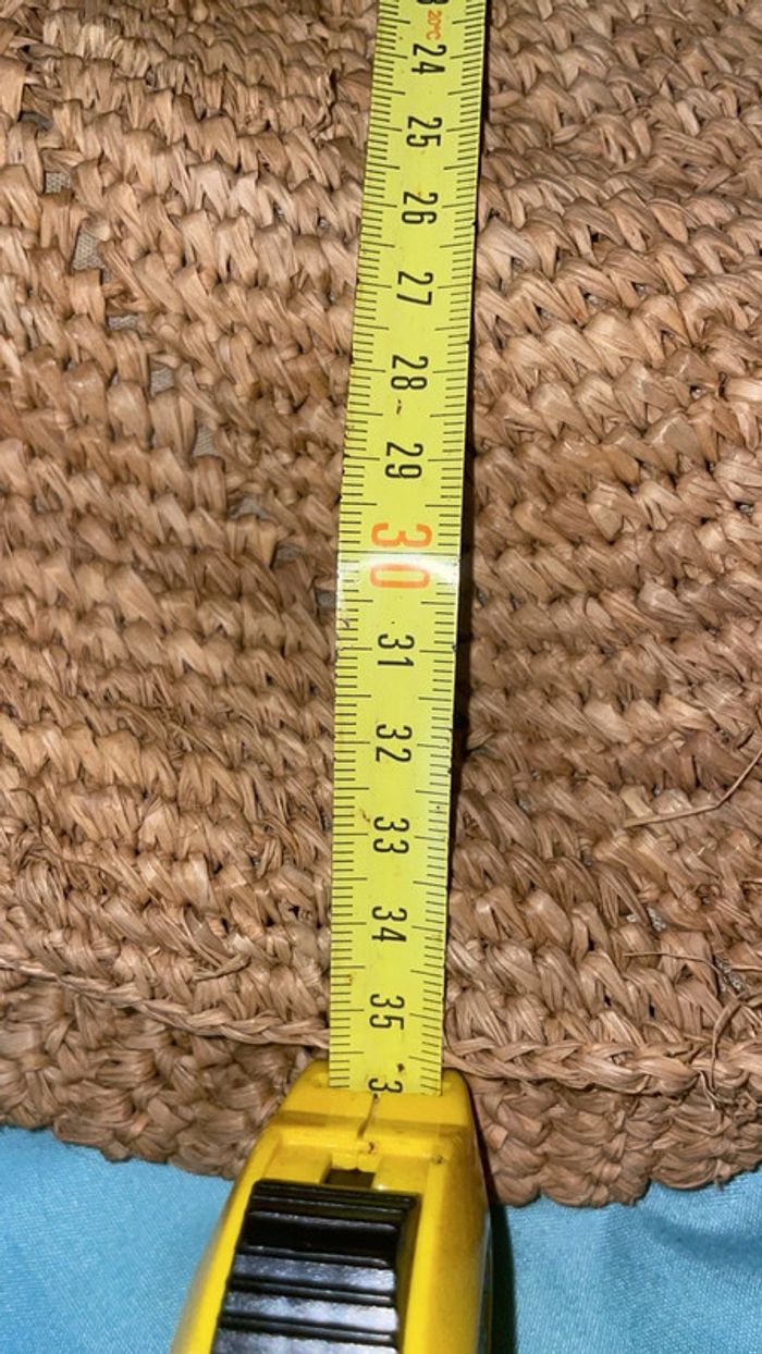 Sac Rond Neuf en Paille Tressée avec Anses en Cuir Véritable - photo numéro 6