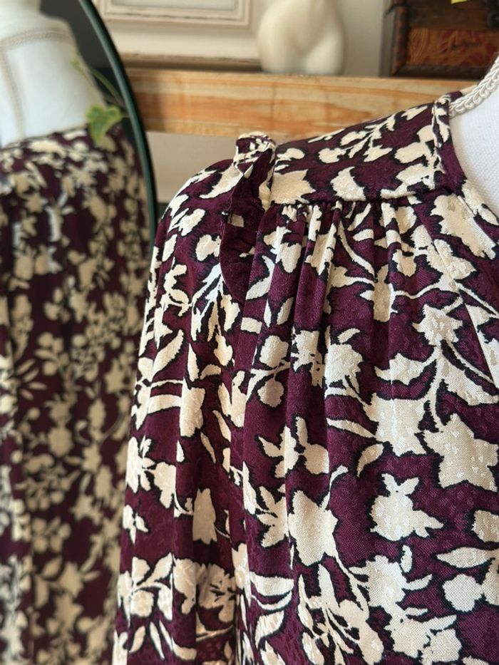 Blouse imprimé floral bordeaux Mango taille S - photo numéro 5