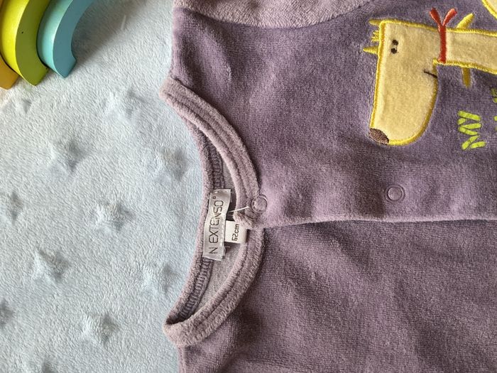 pyjama grenouillère en veloours violet mixte ouverture devant 3 mois in extenso - photo numéro 8