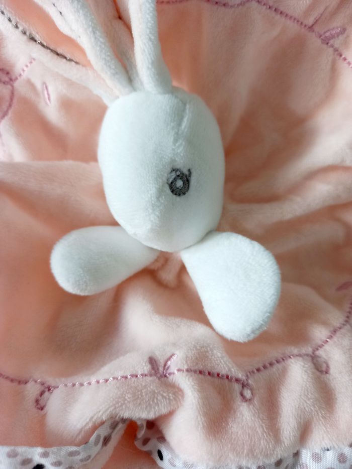 Doudou lapin rond rose pois - photo numéro 2