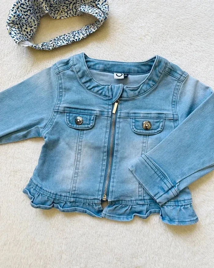 Ensemble complet robe + veste en jean + bandana assorti 6/9 mois - 3 Pommes - photo numéro 7