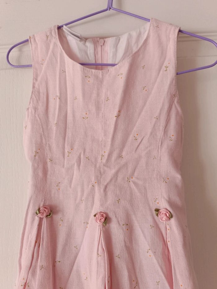 Robe de cérémonie rose poudré avec petites fleurs 5 ans neuve - photo numéro 2