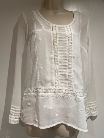 Tunique blanc cassé crème dentelles bohème, avec Top, incorporé Naf Naf taille 36