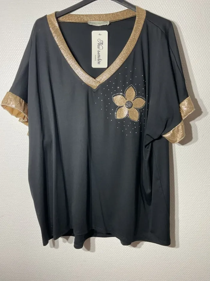 T-shirt « fleurs » femme taille unique (38-44)-new sunshine - neuf avec étiquette