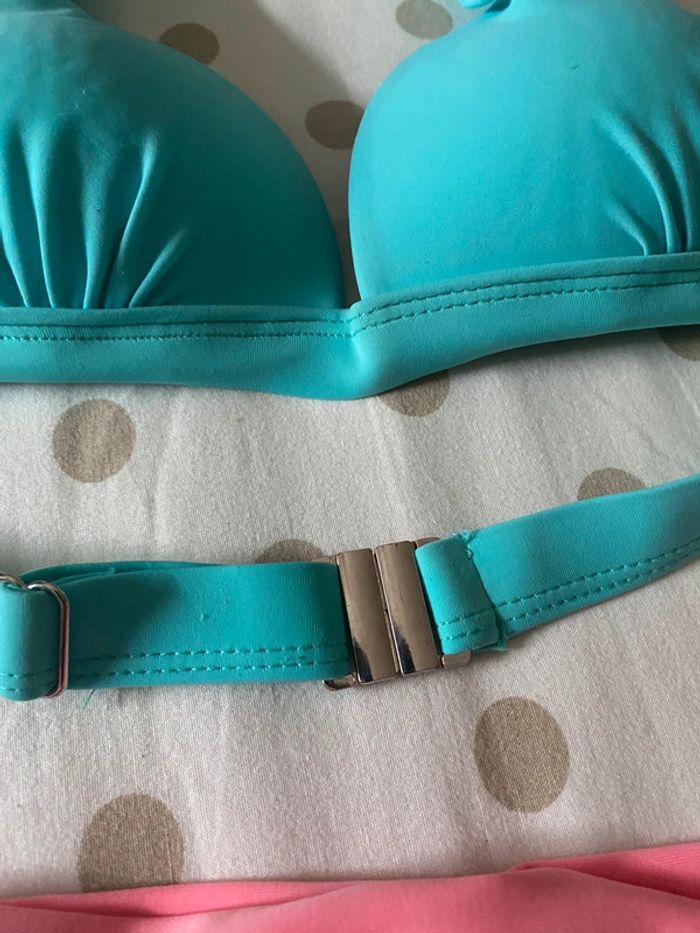 ensemble, maillot de bain, deux pièces dépareillées, turquoise et rose - photo numéro 6