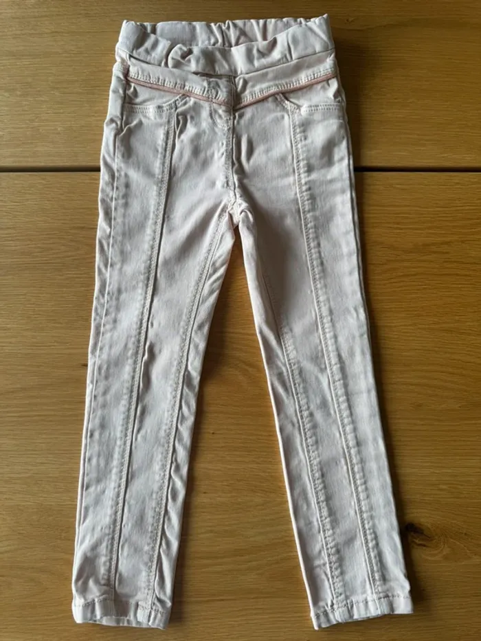Tregging/jeans slim rose pâle sans bouton - Taille 4 Ans - photo numéro 2