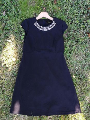 Robe noire manches courtes strass Reserved