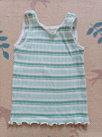 Débardeur blanc vert 5 ans kiabi coton côtelé
