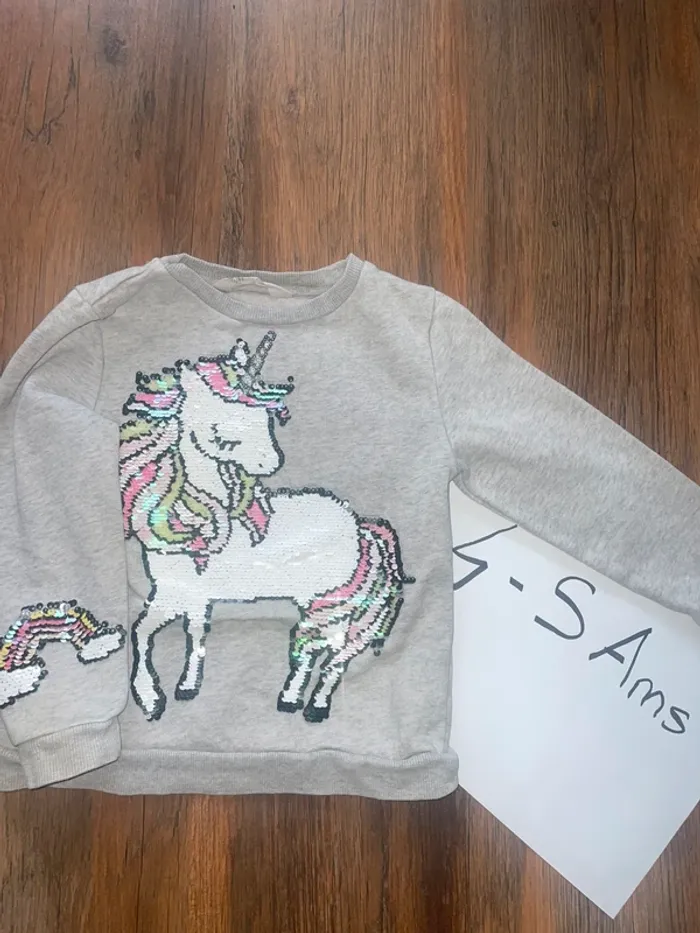 Pull gris licorne