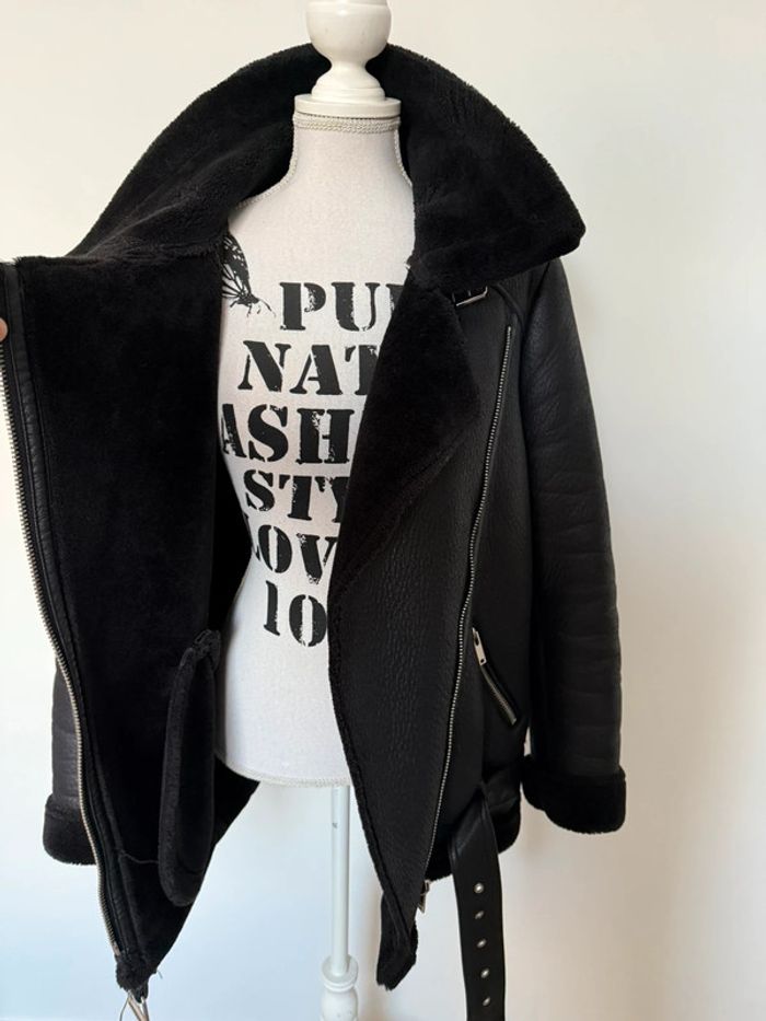 Veste vest Zara fourrure bombardier Chaleco borregito Weste Teddy abrigo manteau blouson aviateur - photo numéro 5