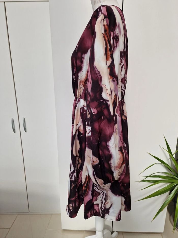 Robe Tie Dye Marbrée Violet Prune Crème - photo numéro 3