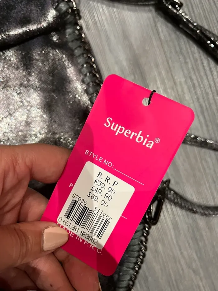 Sac bandoulière main pochette noir argenté métallique superbia - photo numéro 9