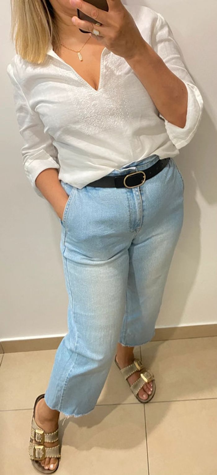 🤍 Blouse blanche en lin brodée – Promod Taille 38 - photo numéro 2