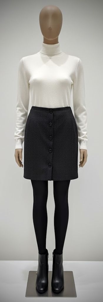 Jupe Mini Chic Etam - Points Blancs & Boutons Déco