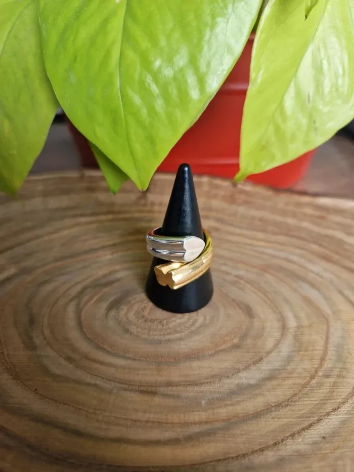 Bague bicolore - argentée et dorée - coeur et ourson - argent Sterling S925