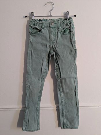 Pantalon jean bleu vert slim Kiabi 7 ans