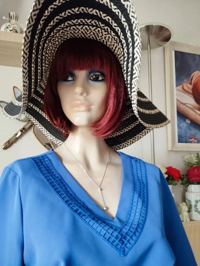 🌿Robe Bleue 3/4 Ajourée Création L,Taille 38/40🌿 - photo numéro 3