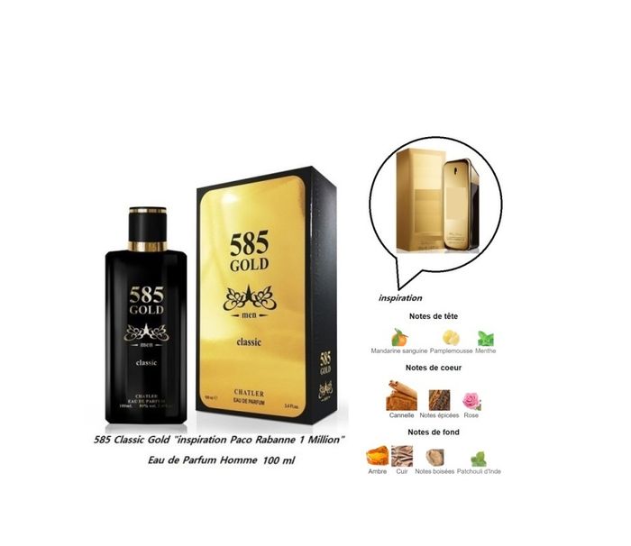 585 Classic Gold "inspi  Paco Rabanne 1 Million" Eau de Parfum Pour Homme 100 ml