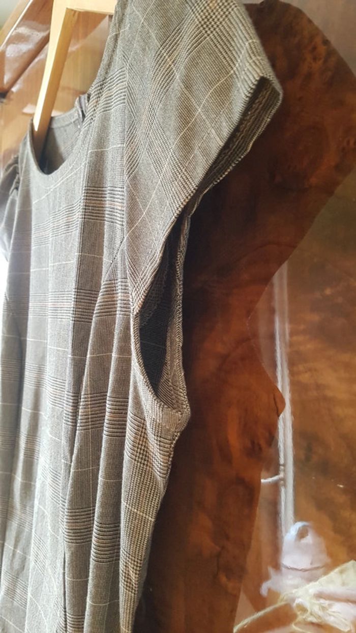 Robe longue beige à carreaux - photo numéro 4