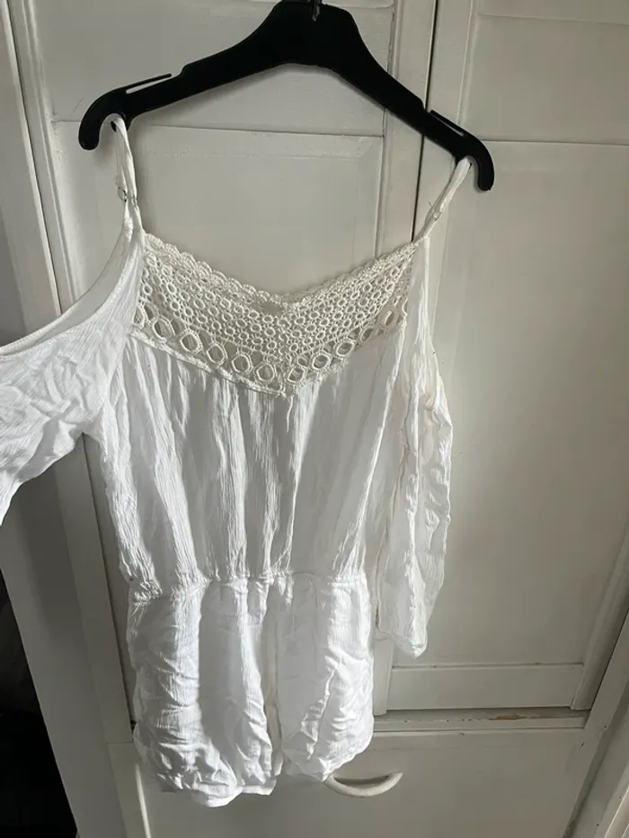 combi short broderie blanche brodé