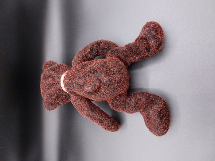 Grande peluche ours 35 cm noir brun roux style ancien nœud wed...thu - photo numéro 2