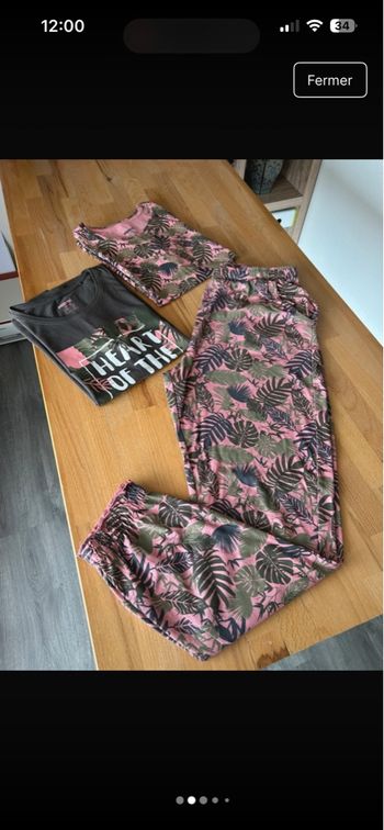 Ensemble pyjama/ tenue détente - motif feuilles tropicales 