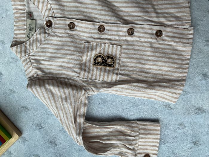 chemise manches longues blanc rayé beige poche poitrine 3 mois aéropilote - photo numéro 5
