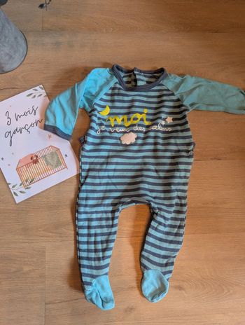 Pyjama rayé en coton 3 mois