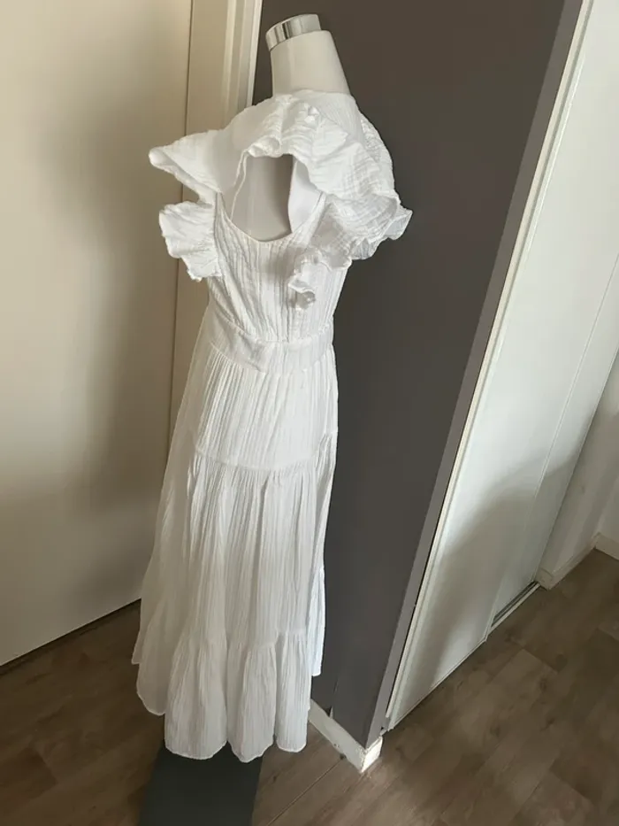 Guru jagat robe longue blanche coton volante , femme, taille 1/36 - photo numéro 3