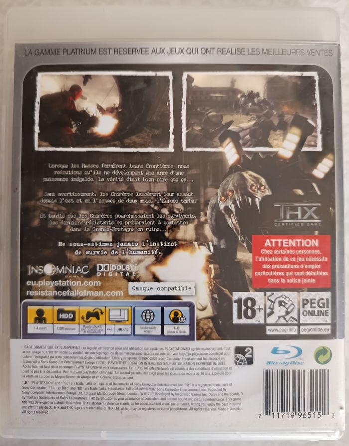 Jeu Sony PS3 Resistance Fall of Man Platinum PlayStation 3 Complet PAL - photo numéro 2