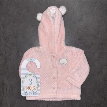 Gilet rose à capuche Pat & Ripaton / 3 Mois / Très bon état