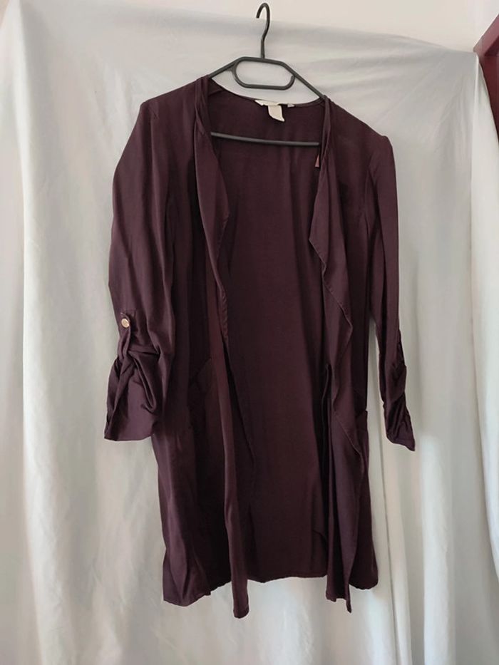 Blouse légère style saharienne prune mi longue - photo numéro 2