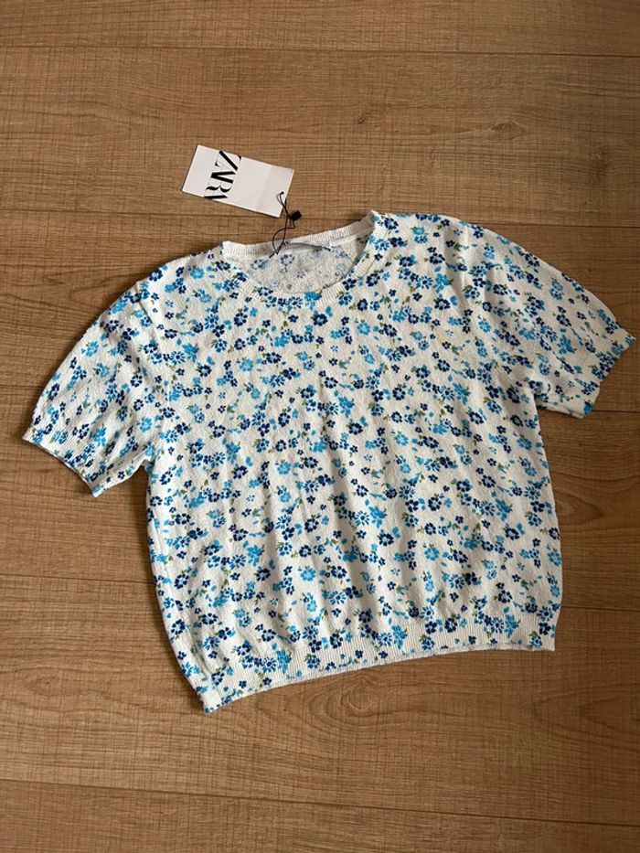 Haut blanc et fleurie neuve à manches courtes Zara taille S - photo numéro 11