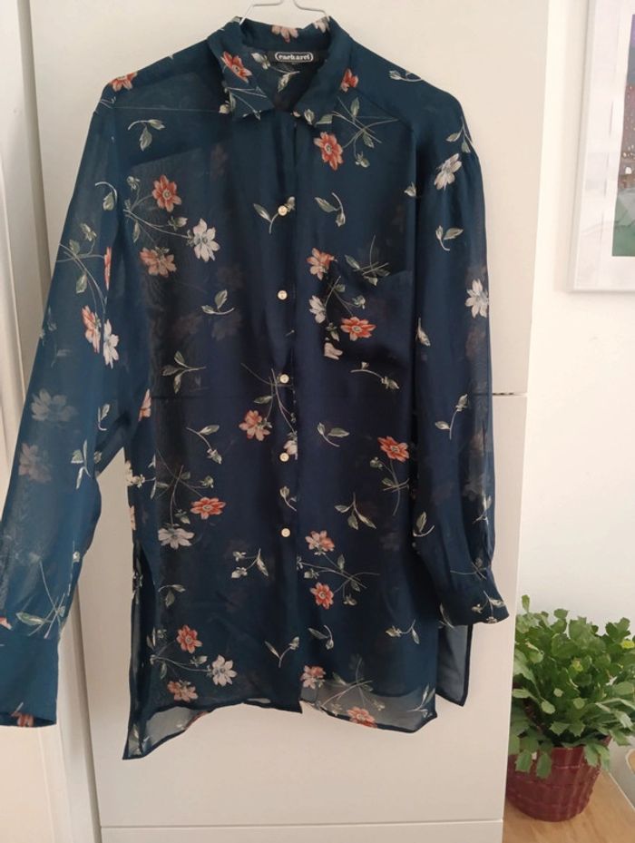 Chemise tunique cacharel voile bleu marine à fleurs - photo numéro 5