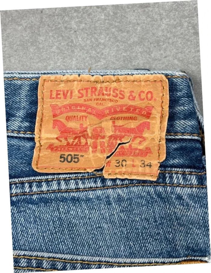 Jean pantalon coupe droite 505 levis bleu W30 L34 effet délavé - photo numéro 3
