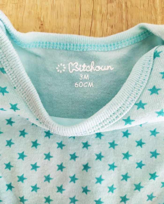 Body manches longues turquoise étoiles garçon 3 mois Kiabi - photo numéro 2