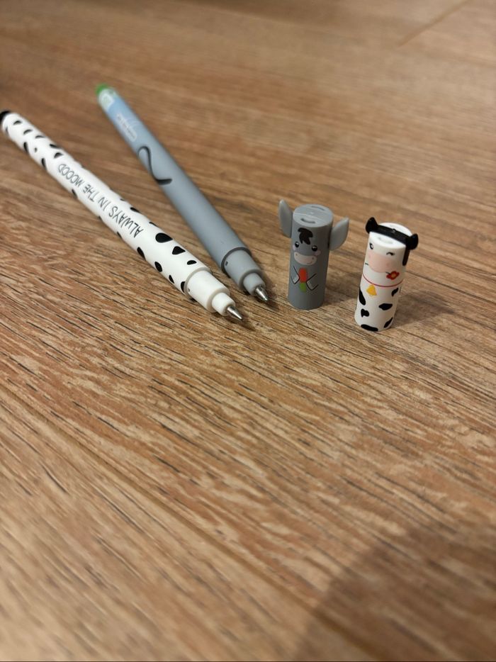 Lot de 2 stylos effaçables la ferme ( Farm ) âne et vache - photo numéro 3