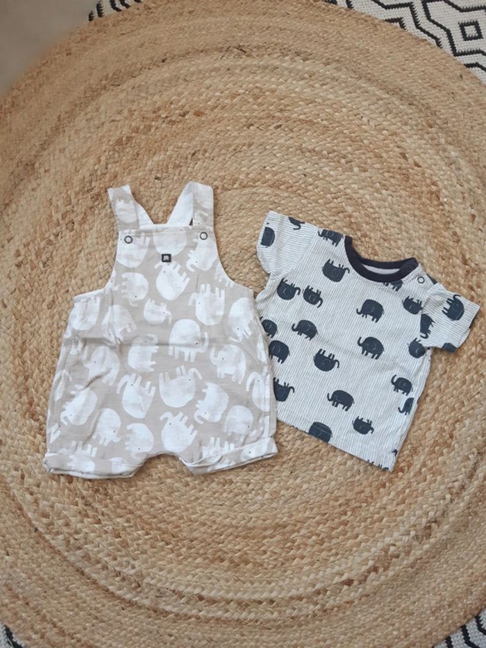 Tenue tee-shirt et salopette éléphants