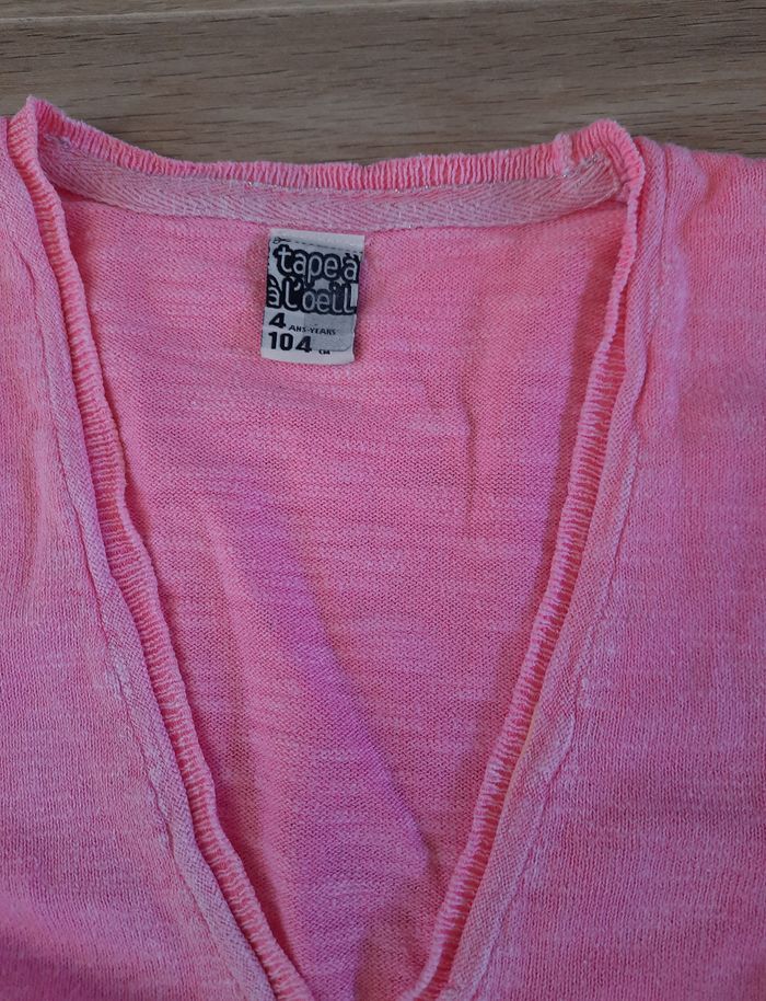Gilet fille rose à boutons"col V" TAO 4 ans - photo numéro 5