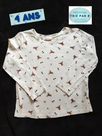 T-shirt manches longues 4 ans blanc motif Rennes brillant