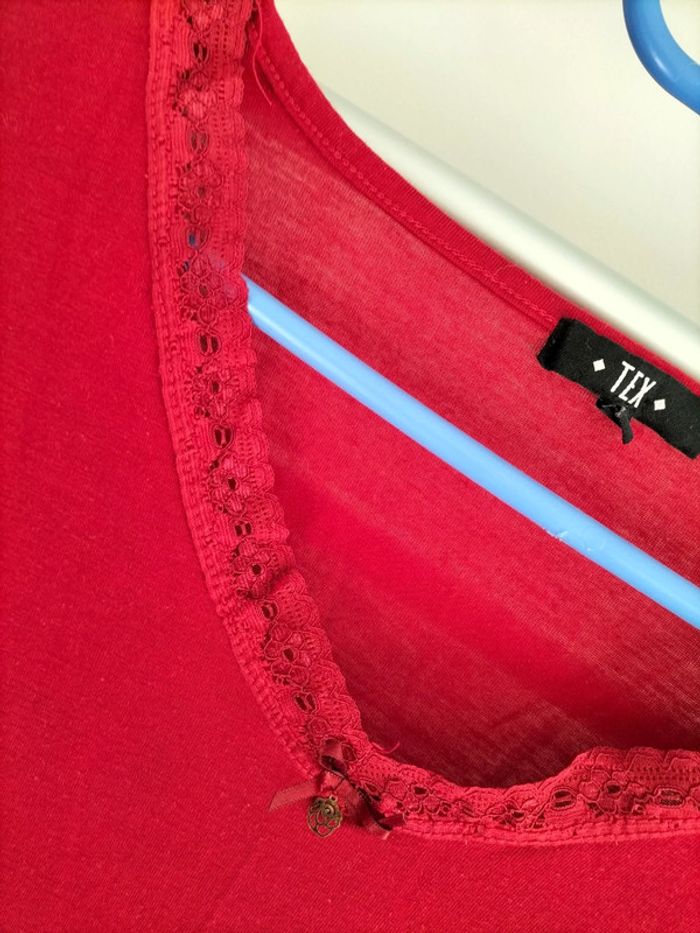 Pyjama 2 pièces bordeaux col V avec dentelle bas imitation peau de serpent TEX - photo numéro 5