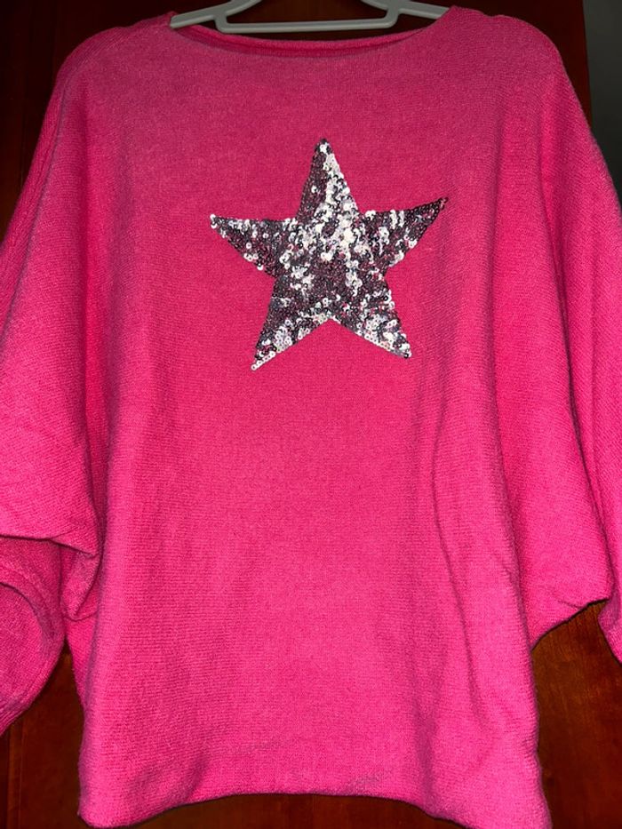 Pull rose étoile sequins Farfalla