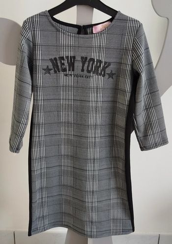 Robe manches 3/4 vichy noir et grise LPC girls taille 10 ans