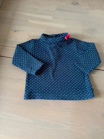 T-shirt à col roulé Week-End à pois marine 18 mois