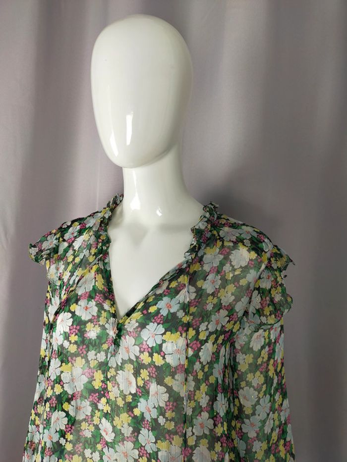 Robe fleurie Maje – Taille 1 – Voile fluide et dorures - photo numéro 12