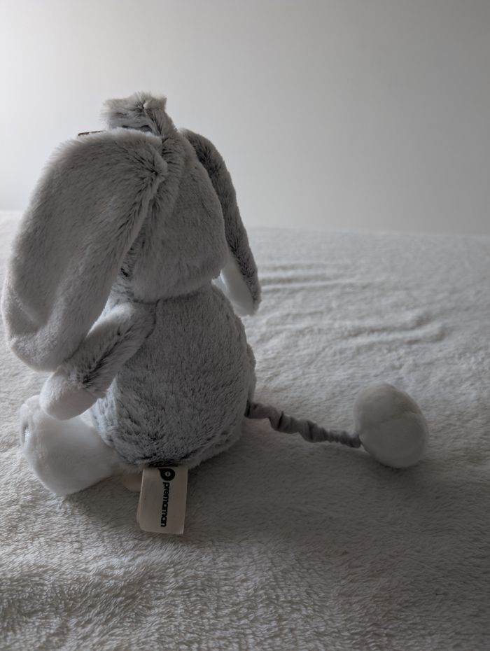Peluche musicale Lapin Gris Blanc - photo numéro 4