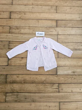 Gilet à boutons rose à fleurs fleuri broderie bébé fille 12 mois 1 an