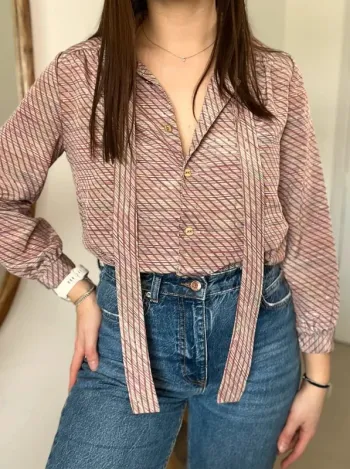 Blouse rayée rosé vintage japonais